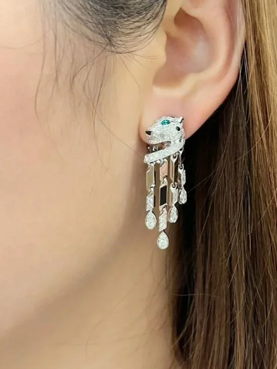 Cartier's Panther Motif Tassel Drop Earrings - Picture 3 of 10